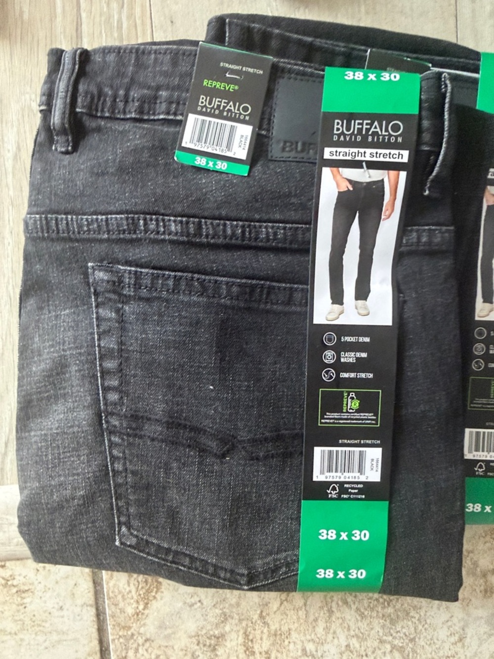 Buffalo David Bitton Men's Straight Stretch Jeans - Black